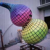 玻璃钢彩绘葫芦雕塑条格户外大型景观装 饰摆件公园摆件制作