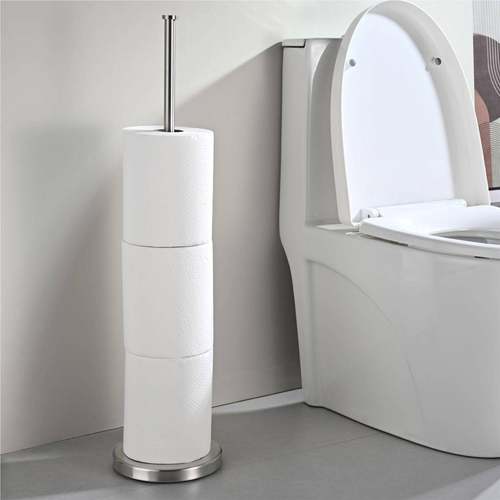 304不锈钢卷纸架免打孔圆形底座创意立式纸巾架浴室厕纸架