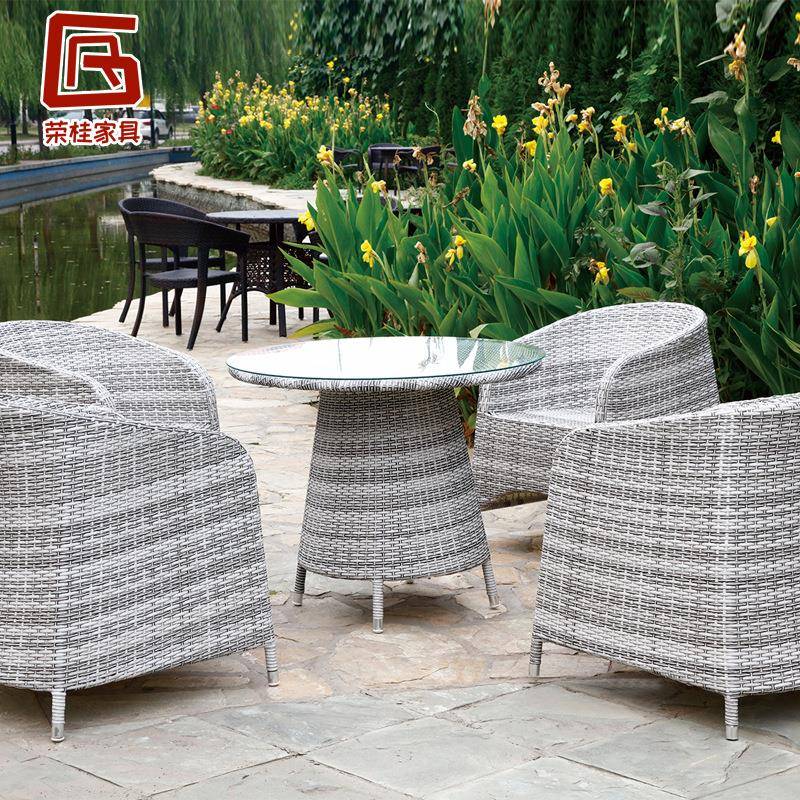 PVC藤桌椅三件套庭院别墅藤编五件套户外休闲家具