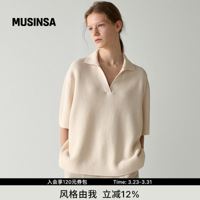 韩国春季女士翻领针织衫