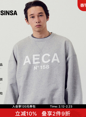 AECA韩国男女春季新款宽松日常休闲大Logo圆领长袖卫衣MUSINSA
