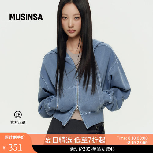 musinsa standard韩国26春季女士纯色短款宽松连帽运动卫衣
