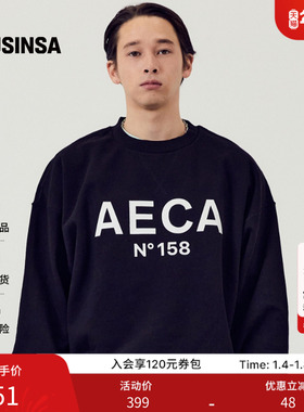 AECA韩国男女25秋季新款宽松日常休闲大Logo圆领长袖卫衣MUSINSA