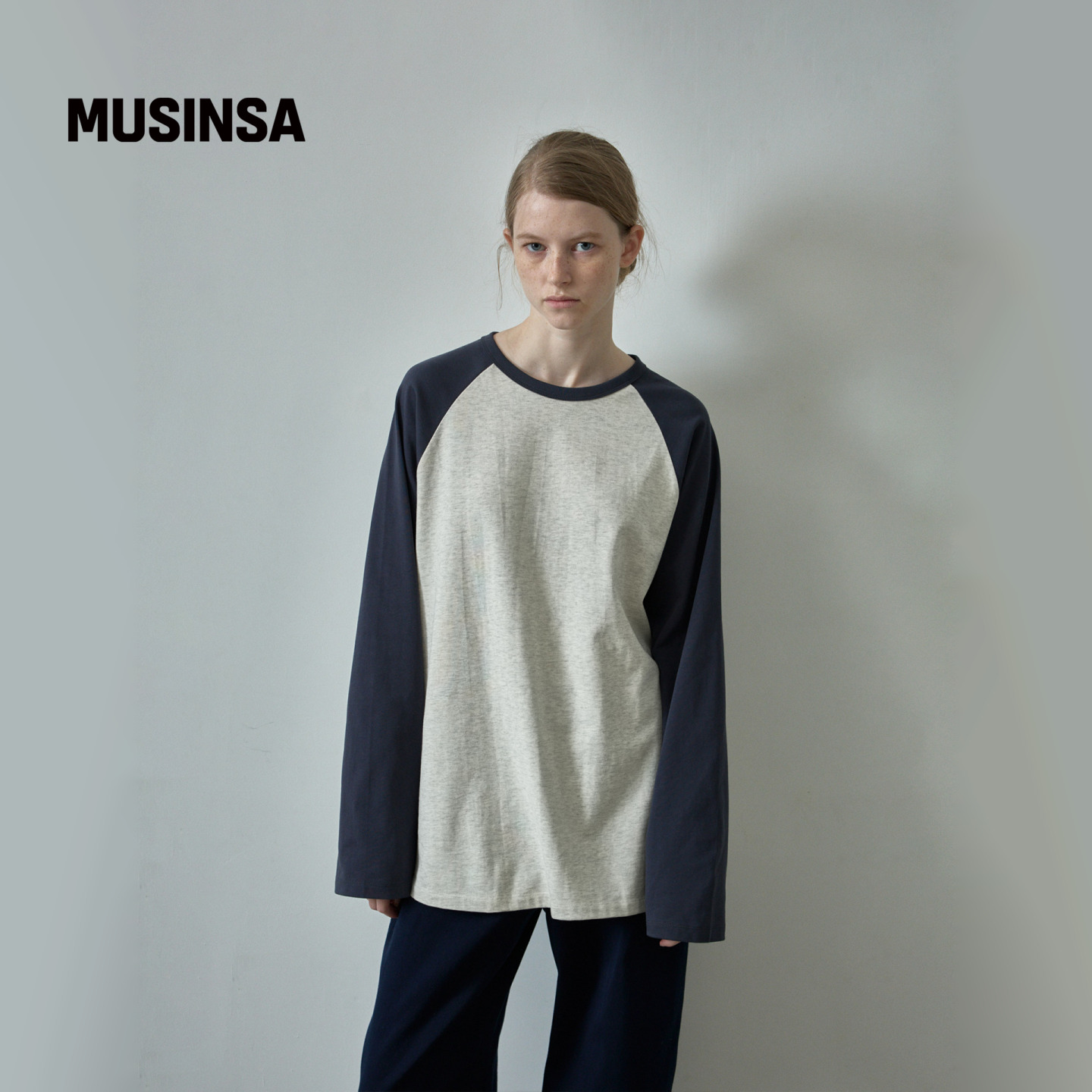 经典插肩袖上衣圆领休闲长袖T恤