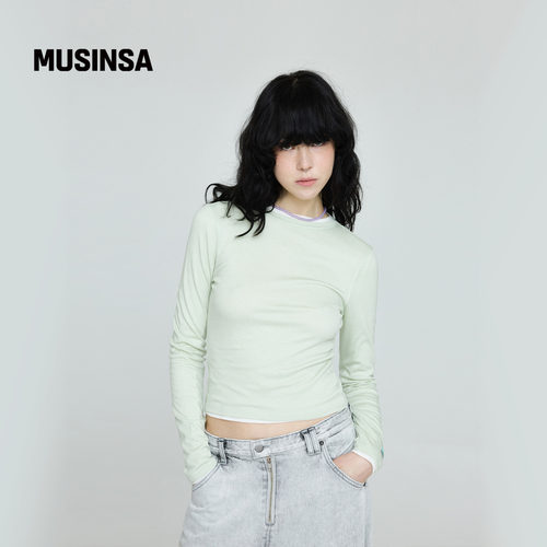 女士秋季弹力修身简约风长袖T恤