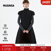 AMOMENTO韩国女士25冬季 休闲时尚 流行塔夫绸高领蓬蓬裙MUSINSA