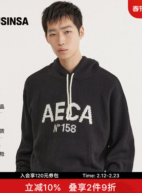 AECA韩国男女春季新款休闲日常大Logo羊毛连帽针织衫MUSINSA