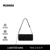 STAND OIL韩国女士25冬季 光面细长肩带金属标通勤笔袋包MUSINSA