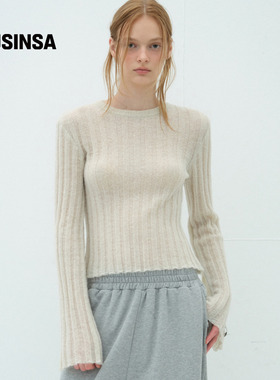 overdue flair韩国女士25秋冬莫海尔喇叭袖针织衫简约长袖MUSINSA