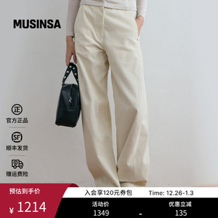 MUSINSA 流行百搭曲线剪裁灯芯绒休闲裤 KIJUN韩国女士25秋季 新款
