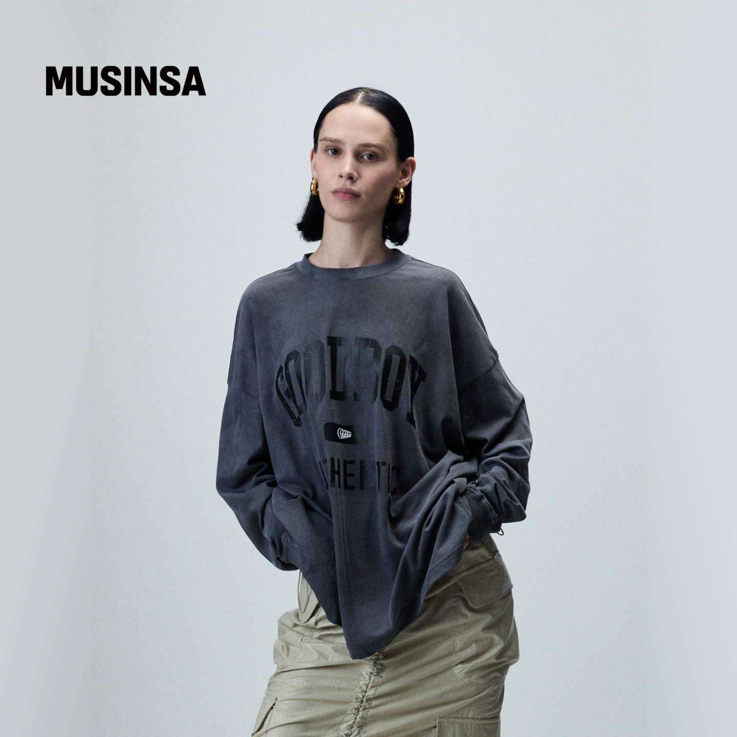 男女同款情侣圆领水洗长袖T恤