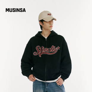 1993STUDIO韩国男女25冬季 简约休闲百搭连帽拉链外套MUSINSA