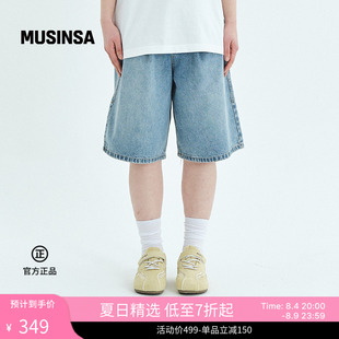 Codegraphy韩国26夏季男女宽松百搭复古做旧水洗牛仔短裤MUSINSA