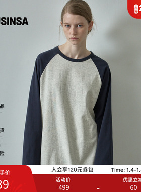 FACADE PATTERN25冬季女经典插肩袖上衣圆领休闲长袖T恤MUSINSA