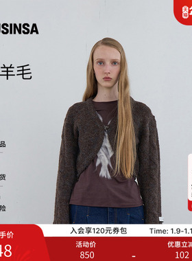 【含羊毛】KIJUN韩国女士25秋季针织上衣波莱罗针织衫外套MUSINSA