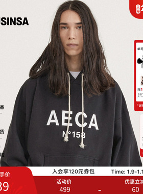 AECA韩国男女25秋季宽松新款百搭时尚大Logo连帽长袖卫衣MUSINSA