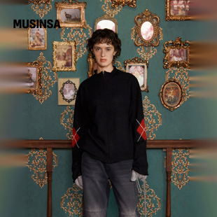 MUSINSA 休闲复古风针织拉链开衫 UNALLOYED韩国男女25冬季 时尚