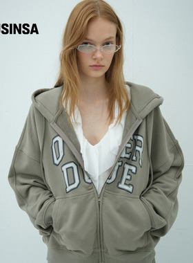 overdue flair韩国女士25秋冬拉链复古连帽卫衣休闲上衣MUSINSA