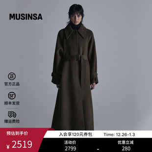 TREEMINGBIRD韩国女士25秋季 毛呢外套大衣MUSINSA 羊毛混纺长款