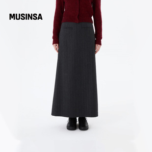 AMOMENTO韩国女士25冬季 流行羊毛超长半身裙MUSINSA 休闲时尚