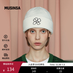 百搭帽花朵图案毛线帽MUSINSA 时尚 UNALLOYED韩国男女25秋季 新款