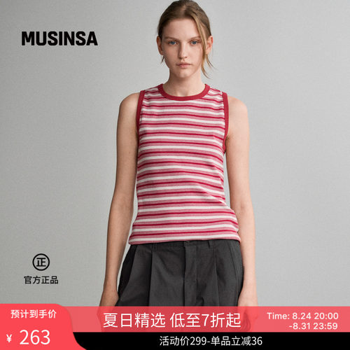 夏季女士休闲条纹无袖衫