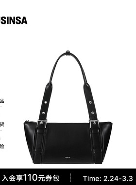 STAND OIL韩国女士25冬季光面皮革宽肩带设计单肩帆船包包MUSINSA