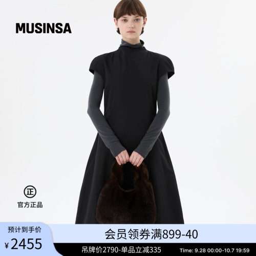 休闲时尚流行塔夫绸高领蓬蓬裙