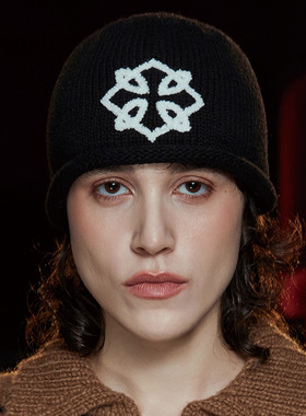 UNALLOYED韩国男女25秋季新款时尚符号图案帽羊毛毛线帽MUSINSA