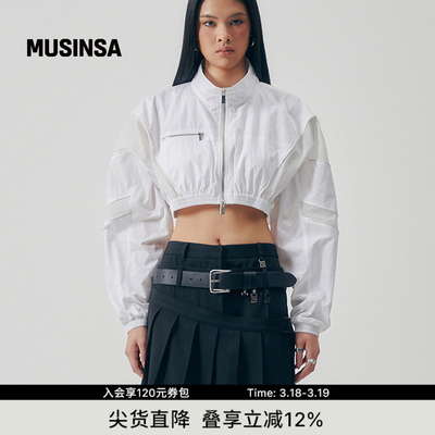 女士新款时尚百搭高腰拉链外套