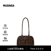 STAND OIL韩国女士25冬季 复古简约对称双袋设计保龄球包MUSINSA