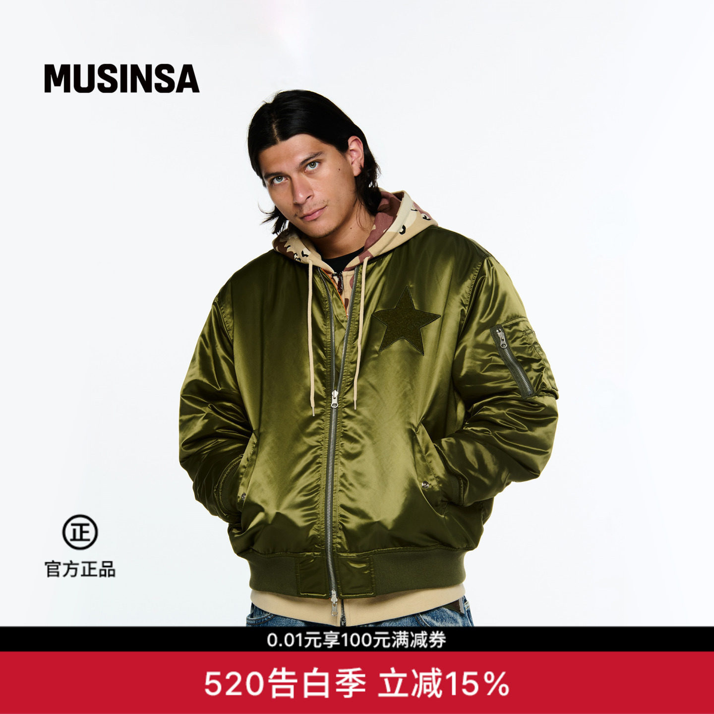 WKNDRS韩国男女春季W飞行夹克复古工装风休闲宽松外套MUSINSA