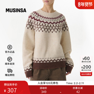 musinsa standard韩国25冬季女士百搭费尔岛花纹针织衫