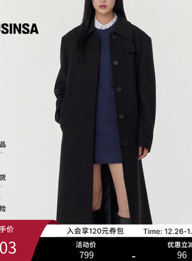 musinsa standard韩国25冬季女士羊毛混纺长款毛呢大衣外套