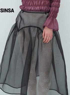 overdue flair韩国女士25秋冬透明分层长裙网纱设计感长裙MUSINSA