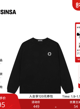 CHIN DOWN韩国男女25秋季新款黑色时尚百搭Logo长袖T恤MUSINSA