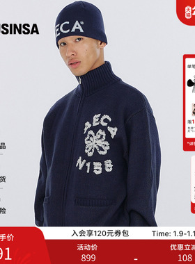 AECA韩国男女25秋季款新款情侣百搭上衣复古拉链针织毛衣MUSINSA