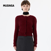 流行圆领透视开衫 AMOMENTO韩国女士25冬季 休闲时尚 MUSINSA