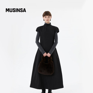 AMOMENTO韩国女士25冬季 流行塔夫绸高领蓬蓬裙MUSINSA 休闲时尚