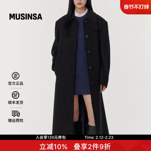 musinsa standard韩国25冬季女士羊毛混纺长款毛呢大衣外套