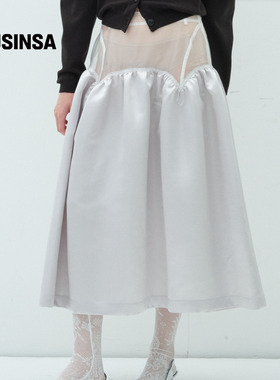 overdue flair韩国女士25秋冬透明分层小众设计感中长裙MUSINSA