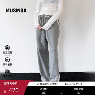 MUSINSA 休闲直筒休闲长裤 ROCKCAKE韩国女士25秋季 侧边拼接时尚