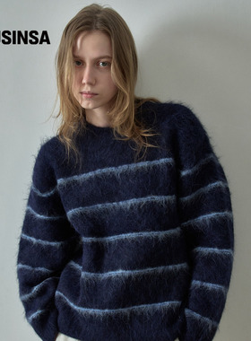 FACADE PATTERN韩国25秋冬羊驼条纹毛衣宽松慵懒风针织衫MUSINSA