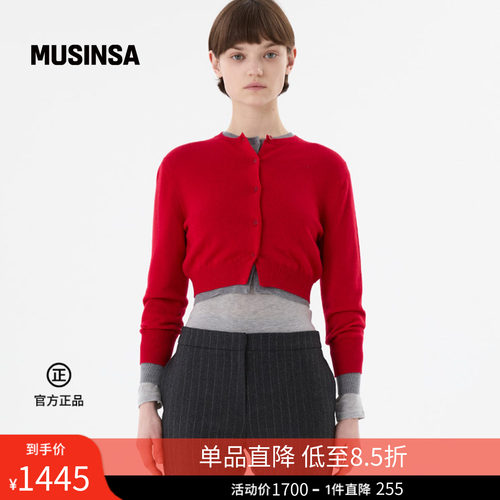 休闲时尚流行简约圆领短开衫