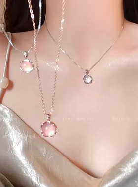 防猫眼石大号圆圈锁骨链女超仙甜美高级感项链小众设计轻奢颈链配