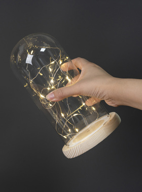 防脱落发光玻璃罩透明展示盒人偶圣诞树积木手模桌面手办防尘罩