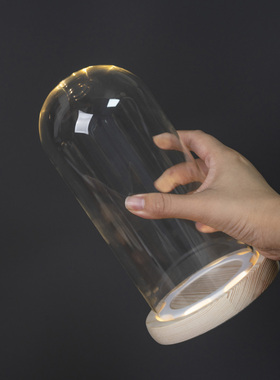 卡扣防脱落发光玻璃罩透明展示盒人偶圣诞树积木手模手办防尘罩