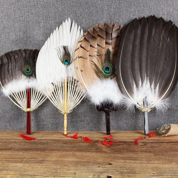 丝艺堂羽毛扇子 手工古风工艺扇诸葛亮孔明扇 中国风鹅毛扇折扇