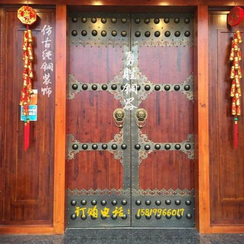 纯铜大门配件木门装饰泡钉如意拉手铜包边铜压条如意角花中式仿古