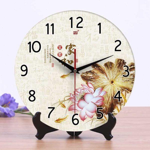 承沁中国风陶瓷钟表创意时钟台钟客厅摆件静音挂钟座钟两用古典钟